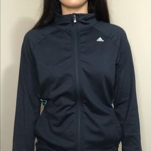 Adidas Navy Blue With Baby Blue Stripes Zip Up